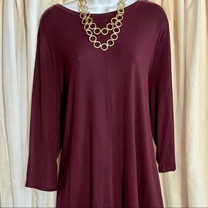 NWT Lane Bryant Swing Tee Long Sleeve, Wine.  Size 18/20